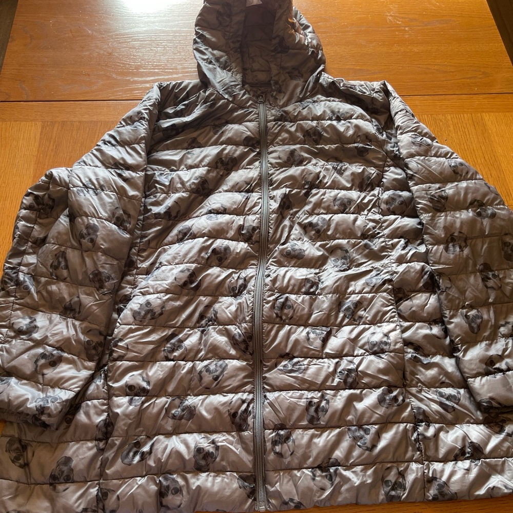 Torrid Gray Puffer Jacket with Skull Print